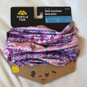 Womens Multi-Functional Neck Gaiter - Pink & Purple Aztec